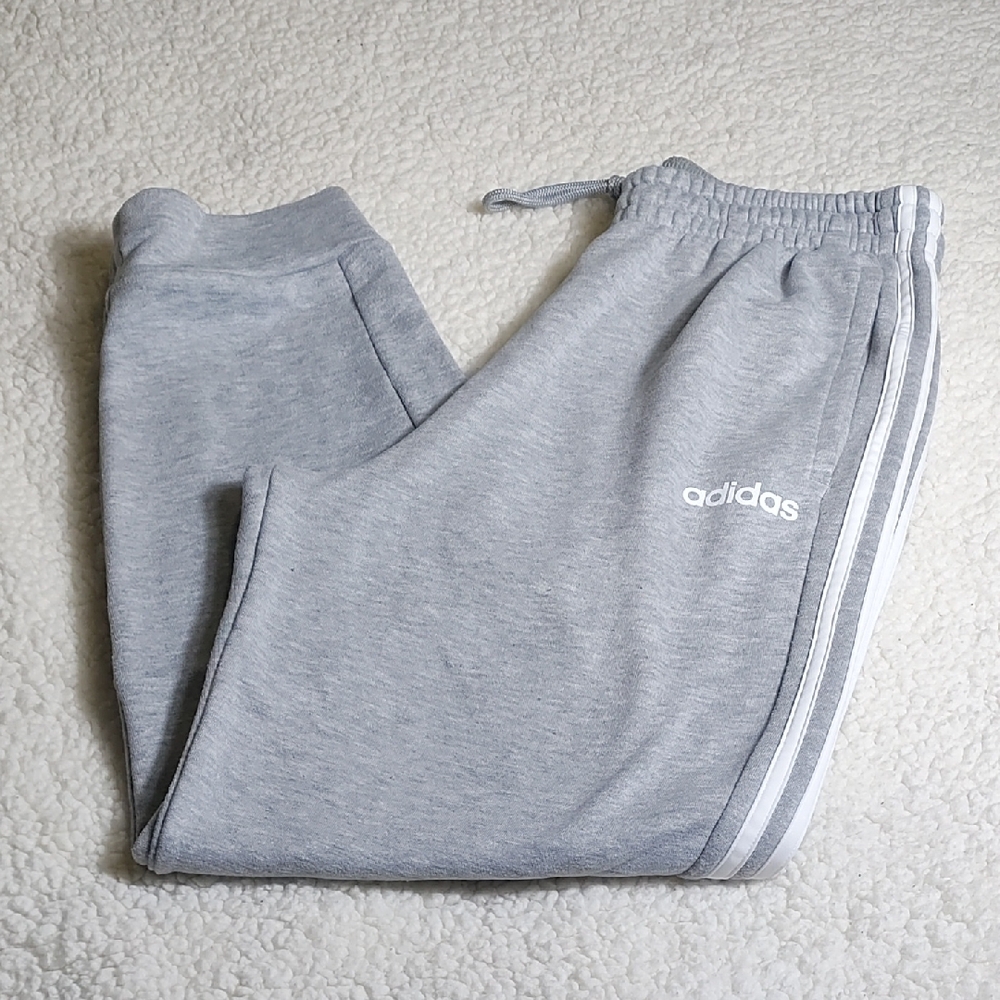 Adidas Gray Three-Stripe Jogger Pants